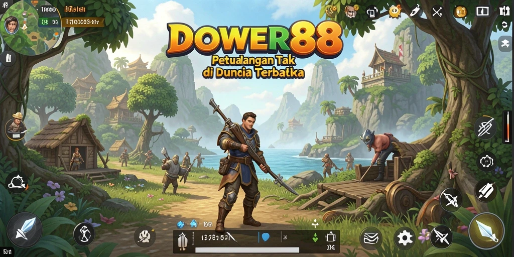 Tangkapan layar gameplay DOWER88 yang menampilkan dunia terbuka yang luas.