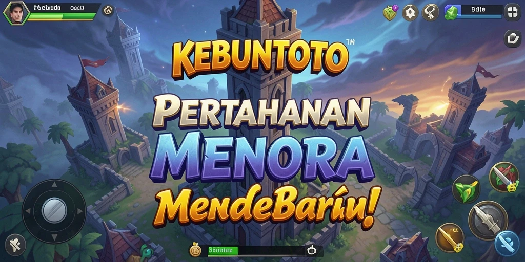 Tampilan gameplay KEBUNTOTO menunjukkan pertahanan menara yang seru.