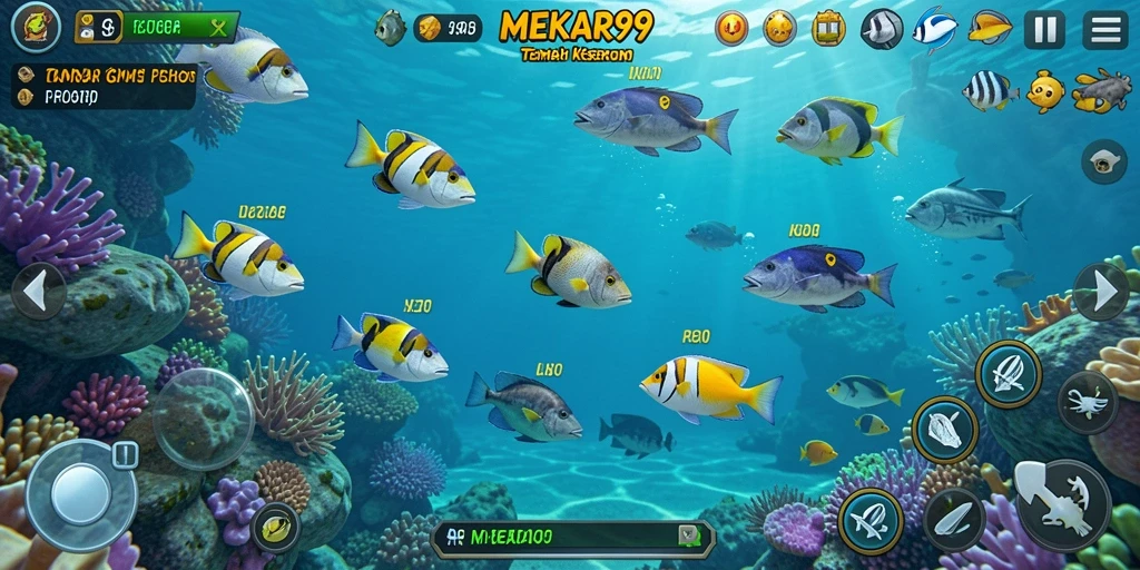 Gameplay seru dari MEKAR99 dengan berbagai jenis ikan.