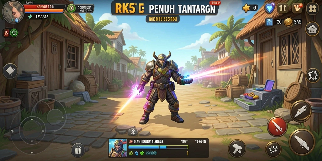 Tampilan gameplay RK55 yang menunjukkan manajemen sumber daya yang menarik.