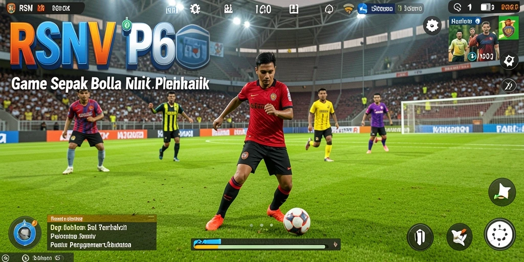Tampilan gameplay seru dalam pertandingan sepak bola yang mendebarkan.